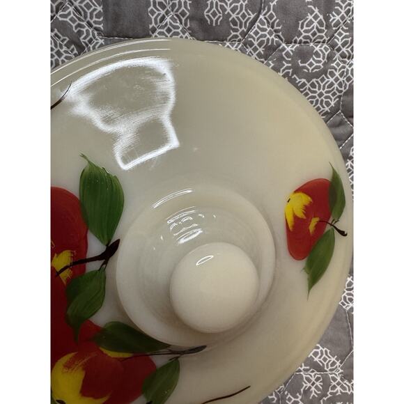 Vintage Fire King Ivory Apple Glass Lid 8 1/4 Inches For Casserole Dish - Picture 10 of 10